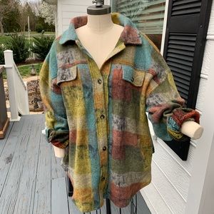 BiBi colorful soft flannel shacket